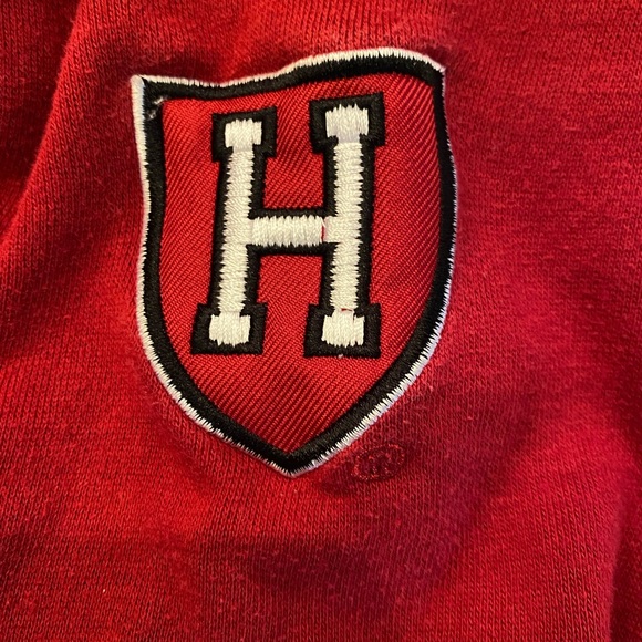 Harvard Youth Red Sweatshirt w Hood w Tie Closure Large Fabric H Shield Front/M - Picture 8 of 10